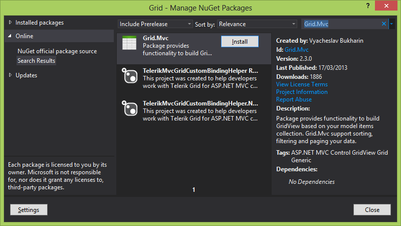 ساخت یک GridView با استفاده از Grid.MVC - هوژان